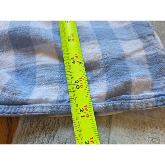 Beach Lunch Lounge Blue & White Checkered Linen-Cotton Tie-Front Shirt Size M - Picture 6 of 7